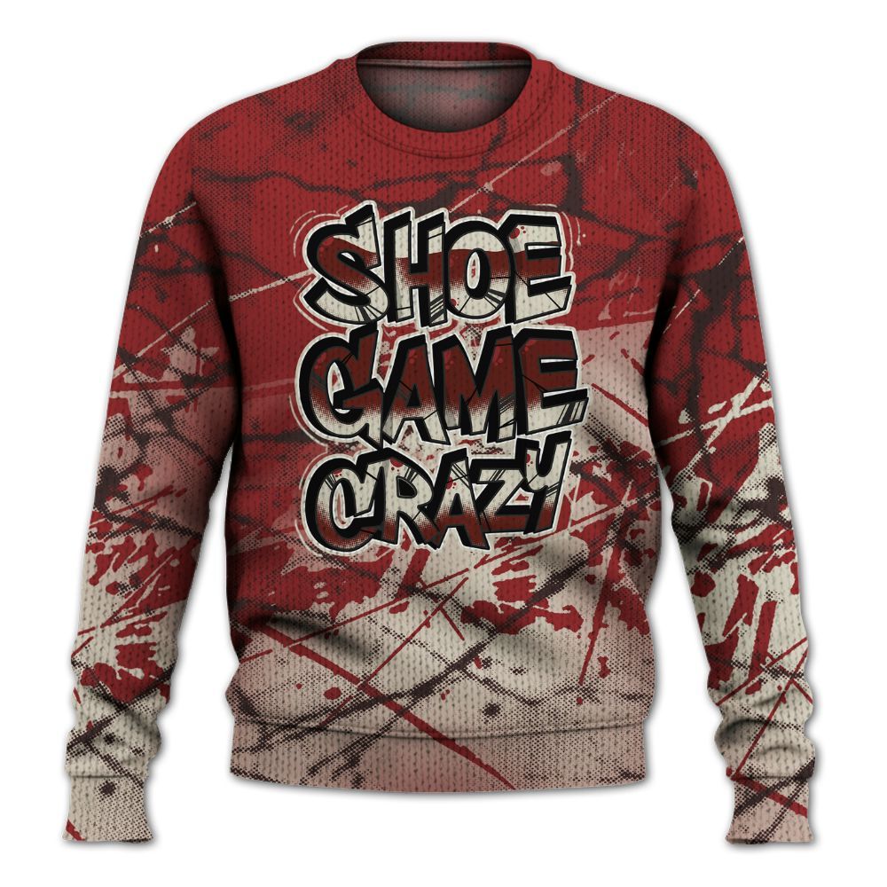 Knitted Sweater To Match High 85 Bred 1s - Shoe Game Crazy Graphic