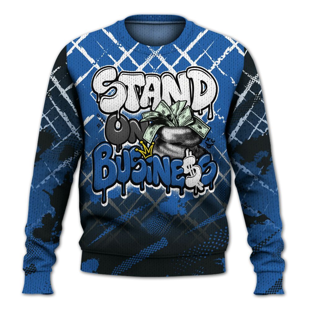 Knitted Sweater To Match Brave Blue 13s - Halftone Stand Business Dripping