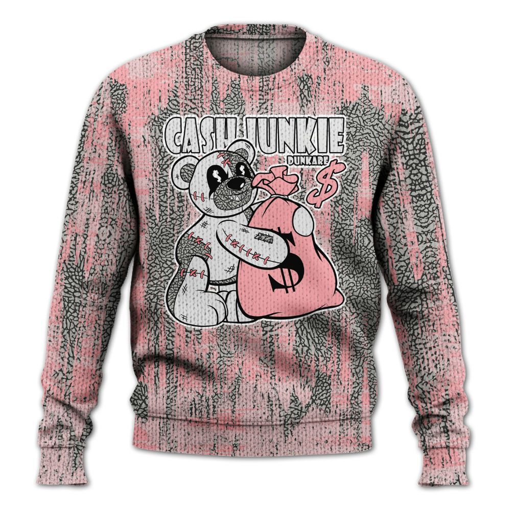 Knitted Sweater To Match Retro Wings 3s - Cashs Junkie Bear Glitch Art
