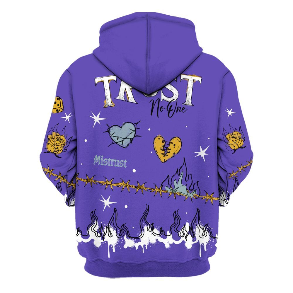 Hoodie To Match Imperial Purple 4s - Trust No One Snake-Bite Doodle Crayon All Over Print
