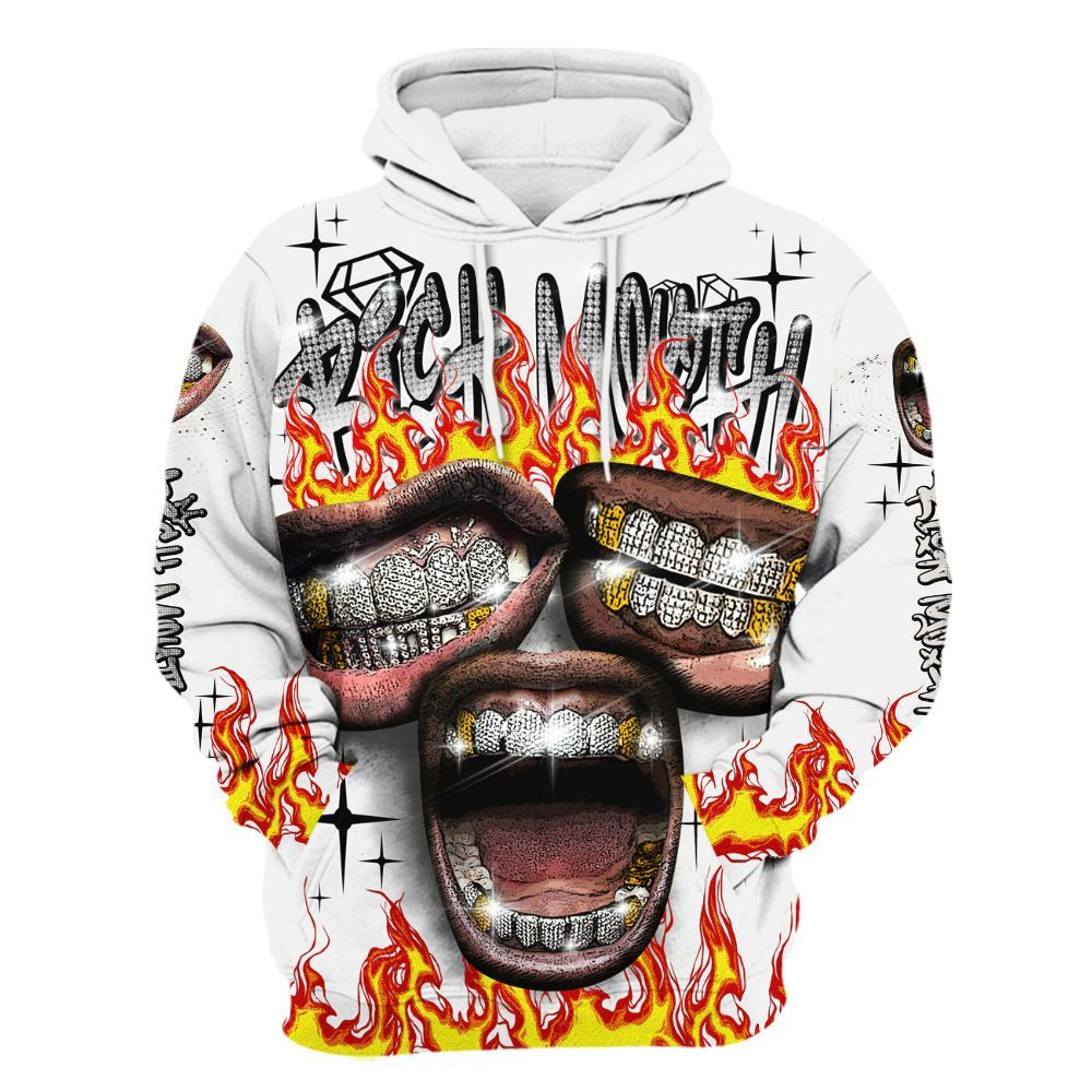 Hoodie To Match Retro Reverse Metallic 5s - Rich Mouth Fire Rap Retro 90s All Over Print