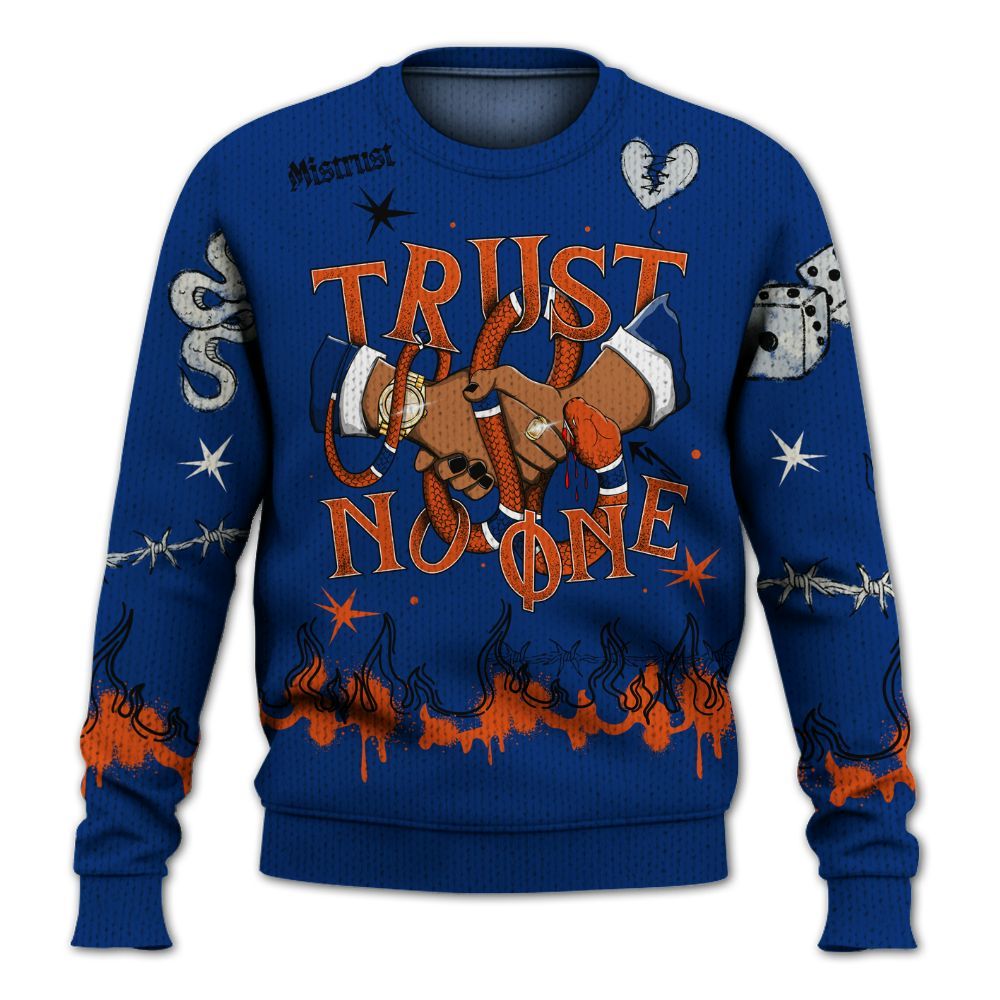 Knitted Sweater To Match Mid Knicks 1s - Trust No One Snake-Bite Doodle Crayon