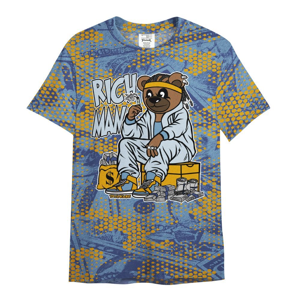 Shirt To Match High OG First In Flight 1s - Rich Man Bear Banknotes Art All Over Print