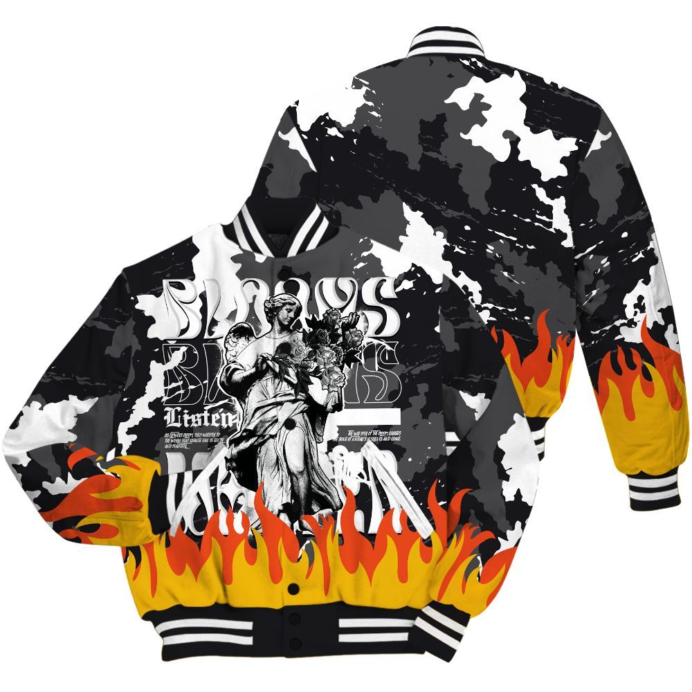 Varsity Jacket To Match White Thunder 4s - Blooms Whisper Retro All Over Print