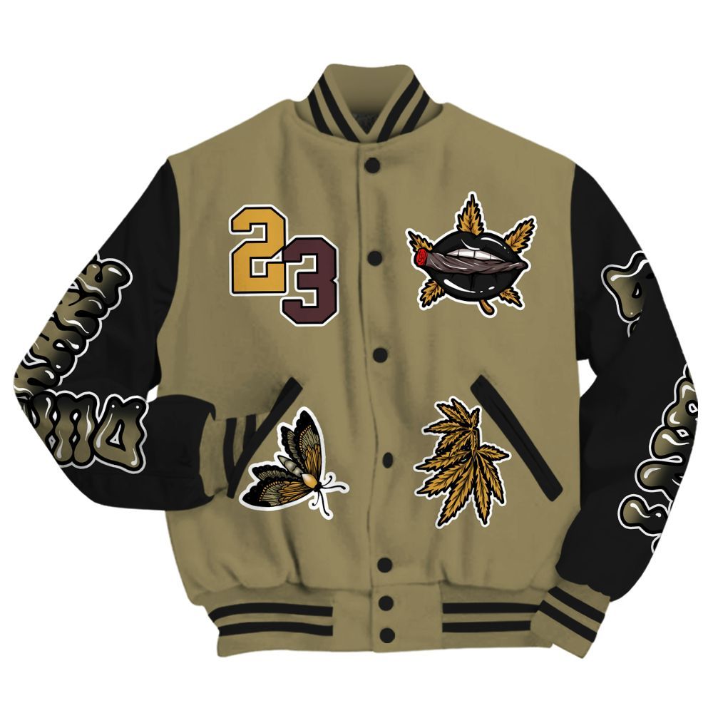 Varsity Jacket To Match Black Olive 7s - Bluntz Unique All Over Print