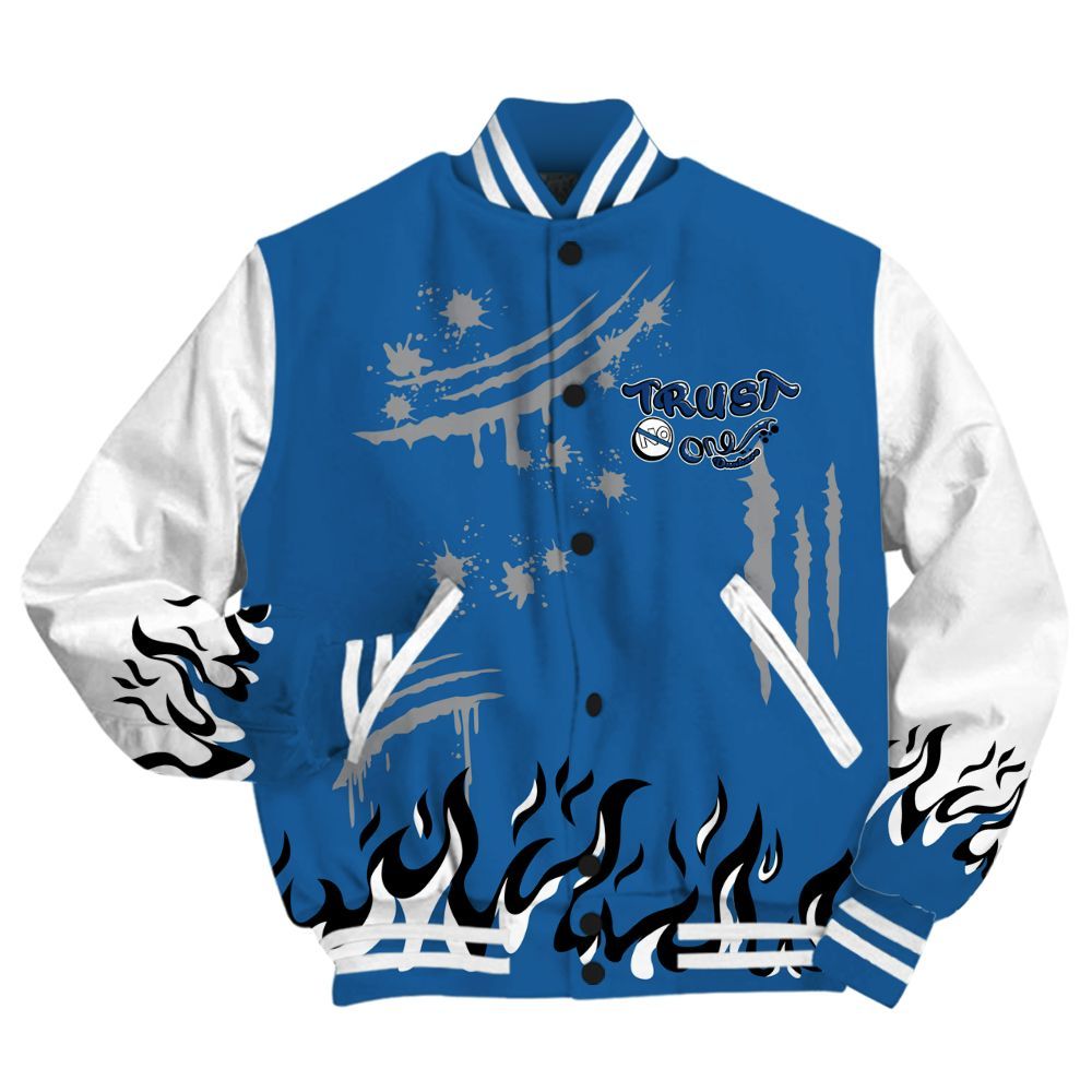 Varsity Jacket To Match French Blue 13s - Graphic Trust No One All Over Print