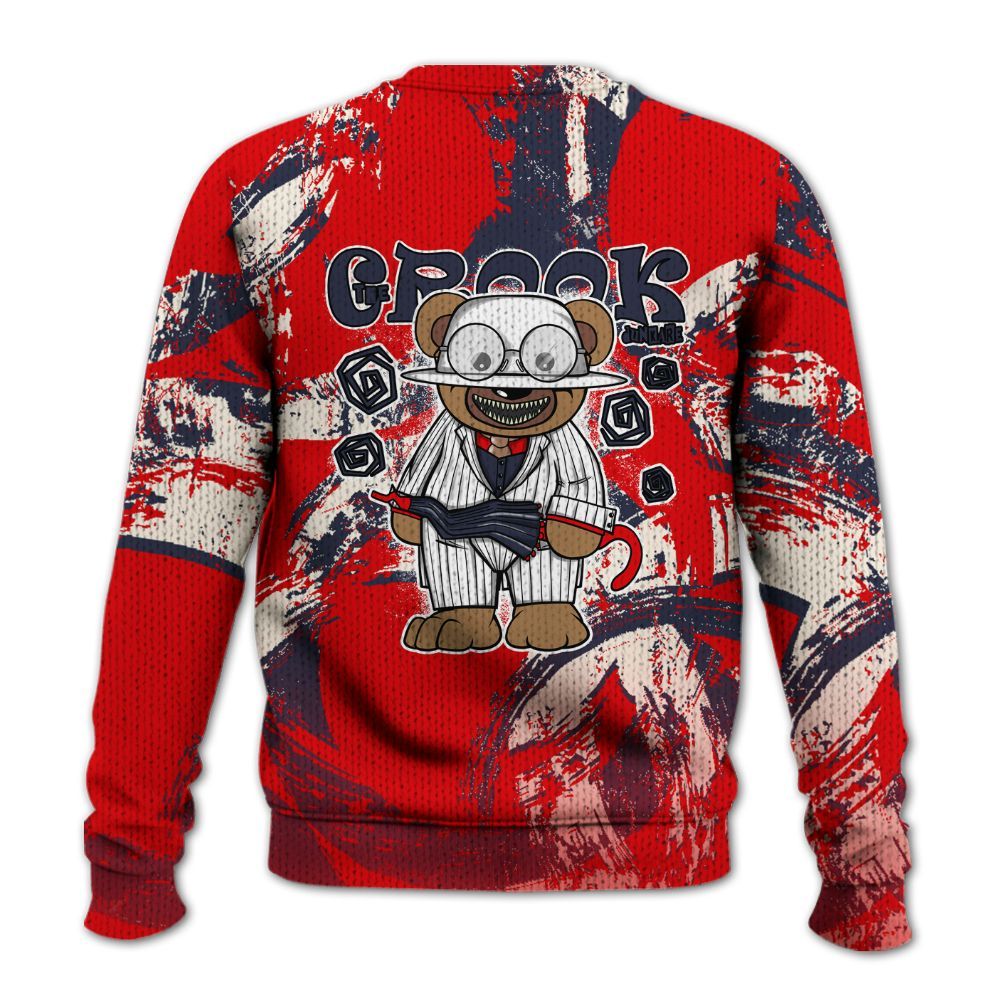 Knitted Sweater To Match Low OG Howard University 1s - Swindler Bear Circle Slpash