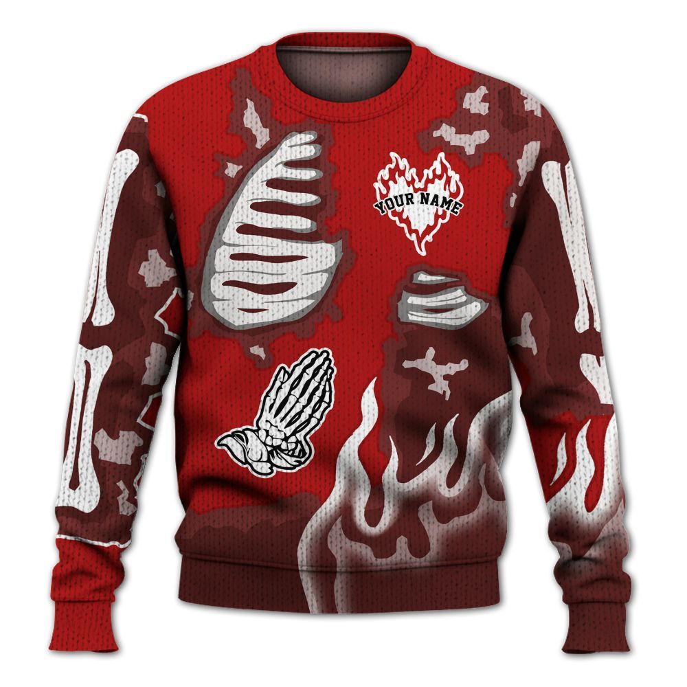 Sweater To Match Low Terror White University Red 1s - Dislike Us Graphic Burning Custom Name Graphic