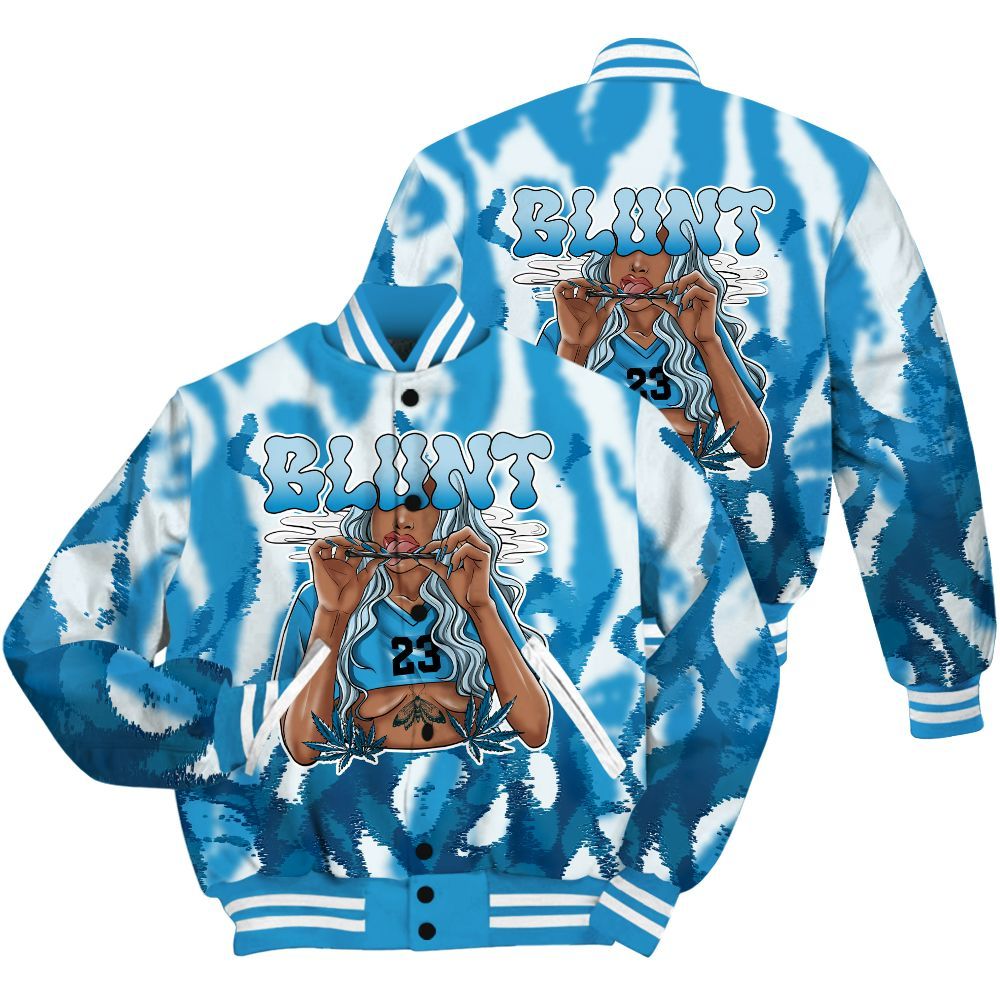 Varsity Jacket To Match Powder Blue 9s Shirt - Bluntz Burnz All Over Print