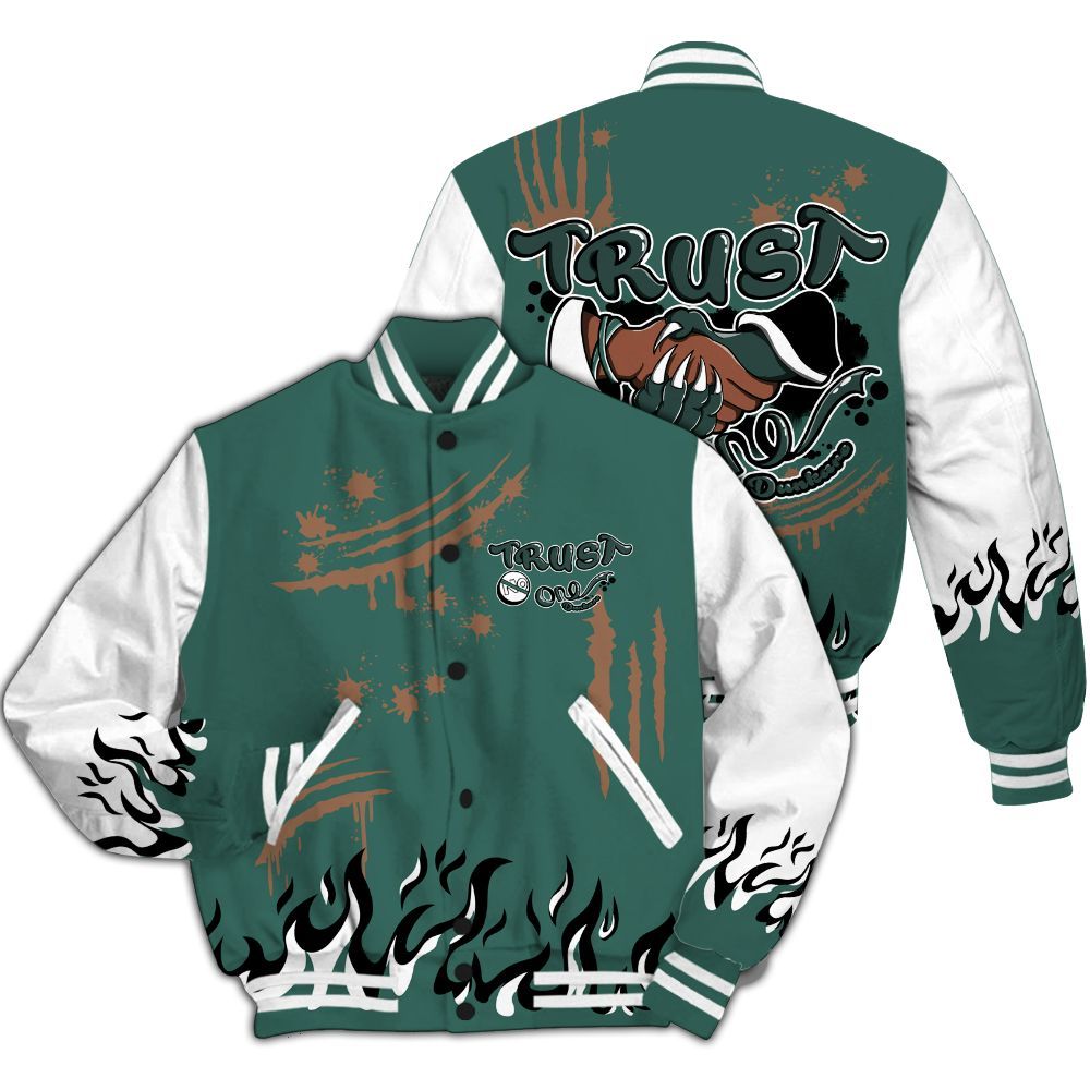 Varsity Jacket To Match Low OG Oxidized Green 1s - Graphic Trust No One All Over Print