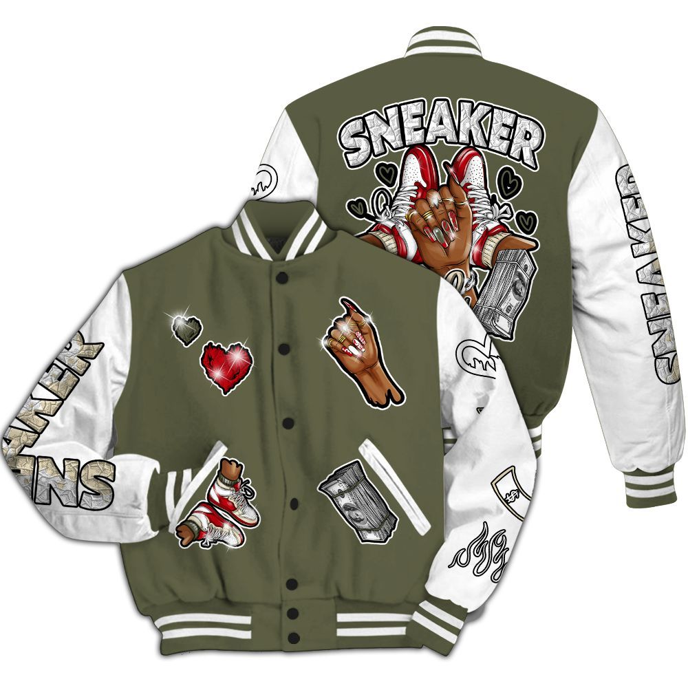 Varsity Jacket To Match Travis Scott Low OG Medium Olive 1s - Sneakerz Girlz All Over Print