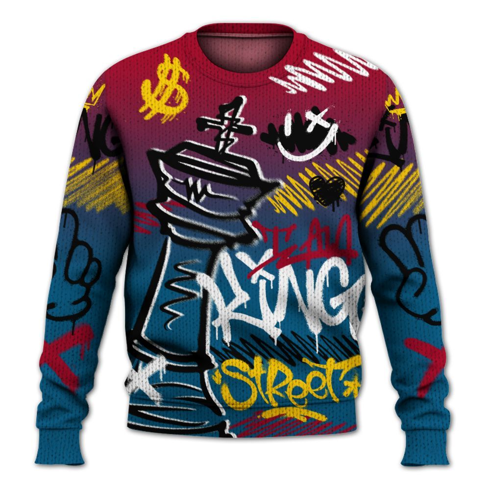 Knitted Sweater To Match GS Messy Room 4s - Street King Chess Streetwear