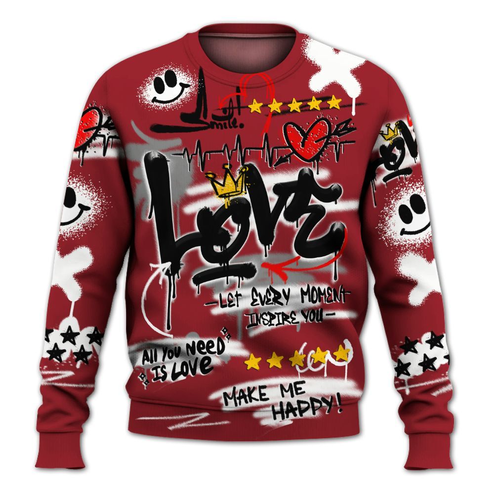Sweatshirt To Match High Black Toe Reimagined 1s - Happy Love Beats Graffiti Streetwear All Over Print
