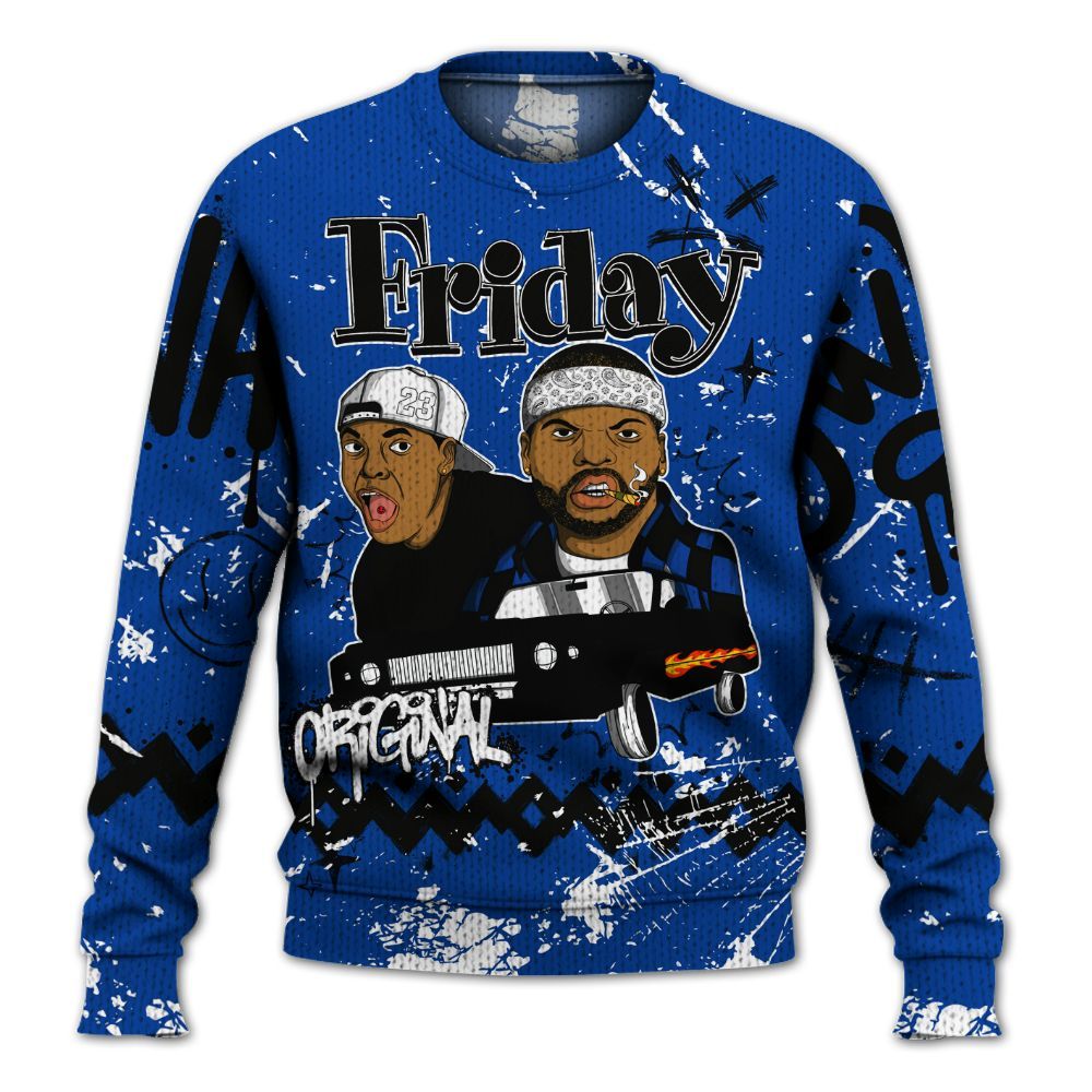 Knitted Sweater To Match Hyper Royal 12s - Friday Sneaker Crayon