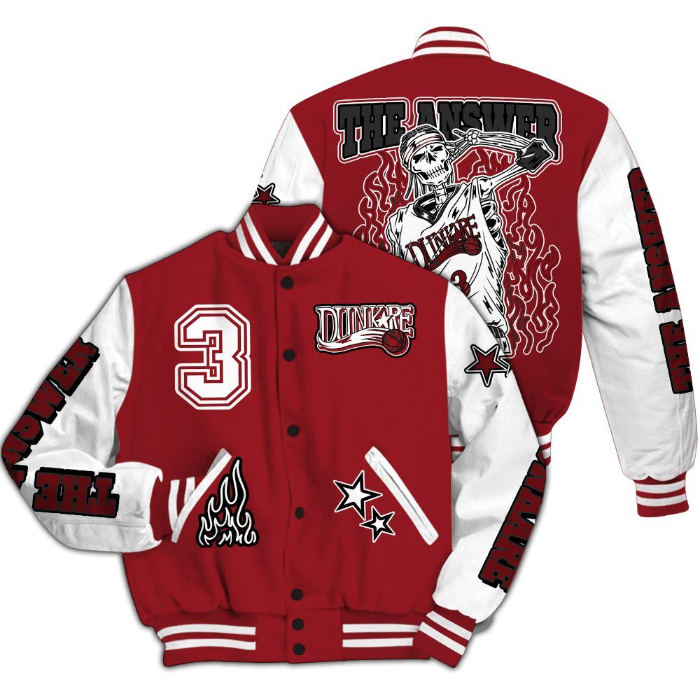 Varsity Jacket To Match High Black Toe Reimagined 1s - Allen Answer Skeleton All Over Print