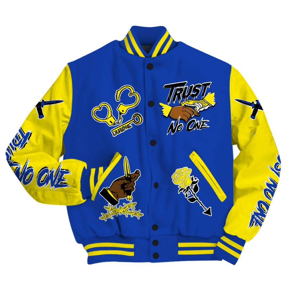 Varsity Jacket To Match Laney 14s - Trust No One Dripping All Over Print