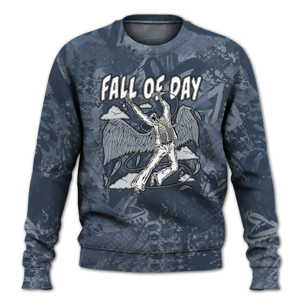 Sweatshirt To Match Low Diffused Blue 11s - Fall Of Days Skeleton Heart All Over Print