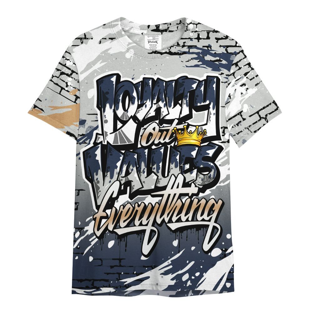 Shirt To Match Low Navy Grey Gum 1s - Values Of Loyalty All Over Print