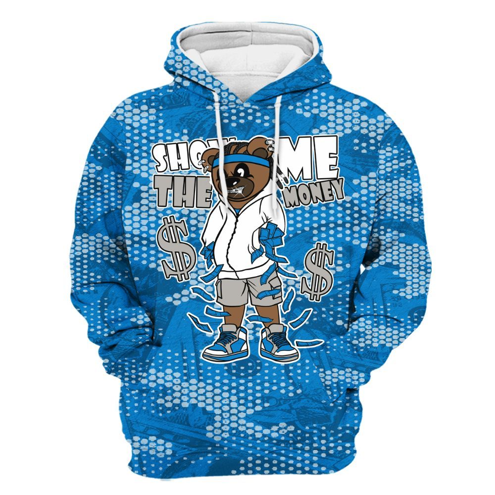 Hoodie To Match Industrial Blue 4s - Show Me Bear Banknotes Art All Over Print