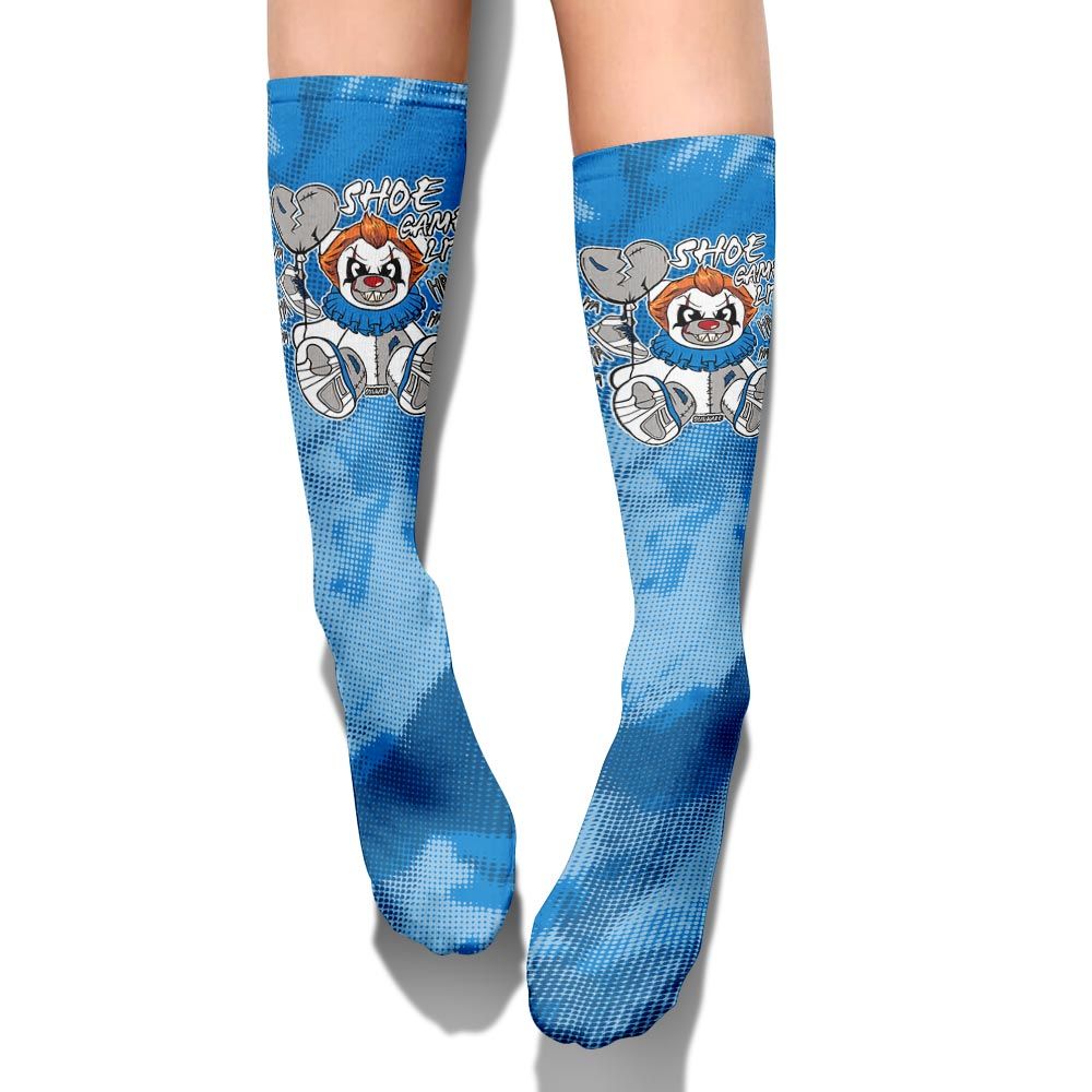 Sock To Match Military Blue 4s - Shoe Game Bear Halloween Abstract Halftone