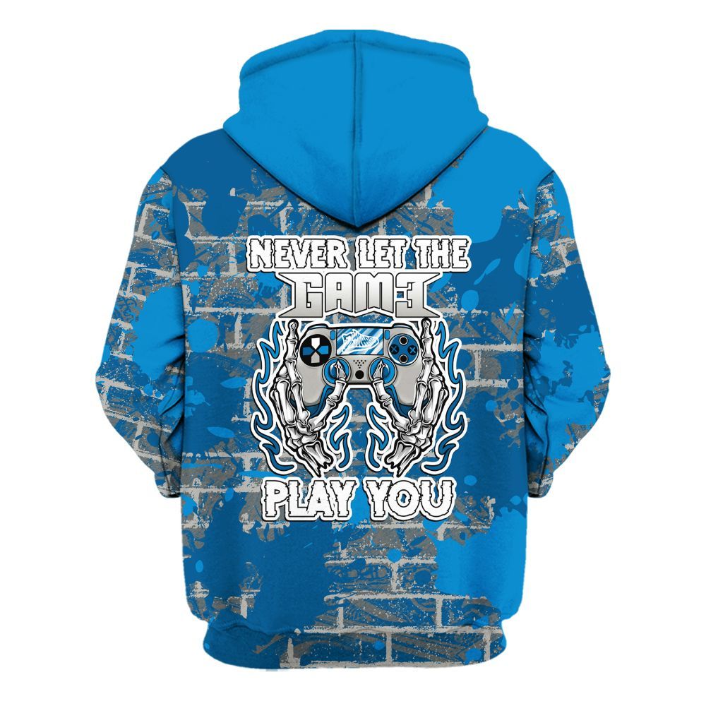 Hoodie To Match Industrial Blue 4s - PlayGame Skull Brick All Over Print