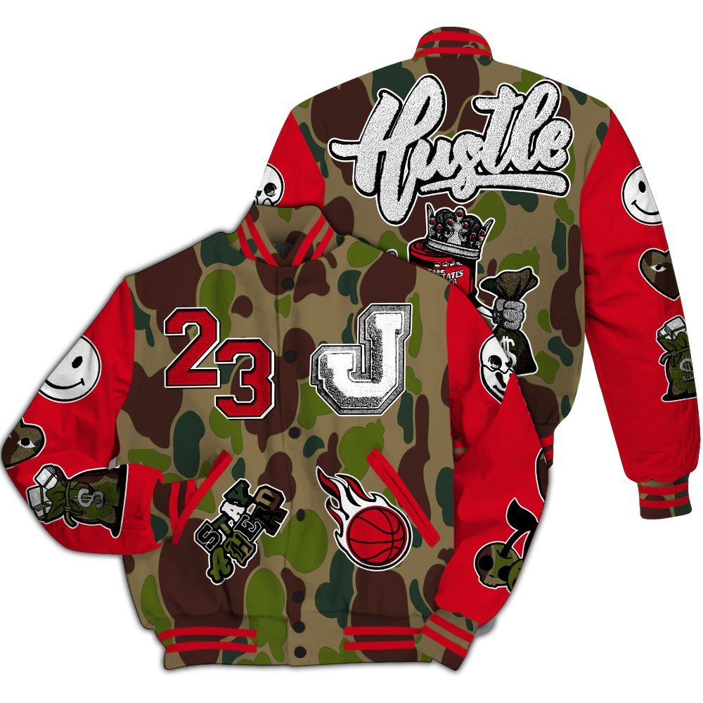 Varsity Jacket To Match Air Max 90 Duck Camo Red - Hustles Money Number 23 All Over Print