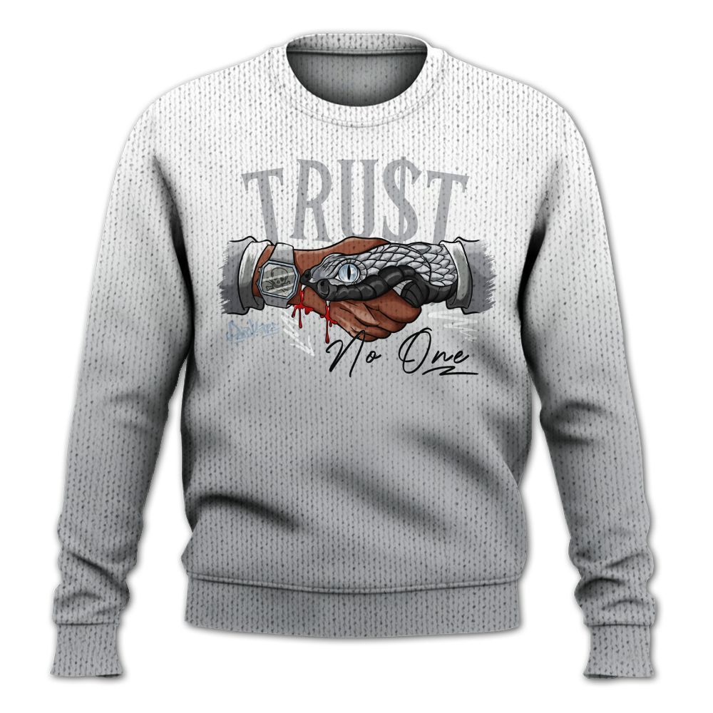 Knitted Sweater To Match Low OG Wolf Grey 1s - Snake Trust No One Drip