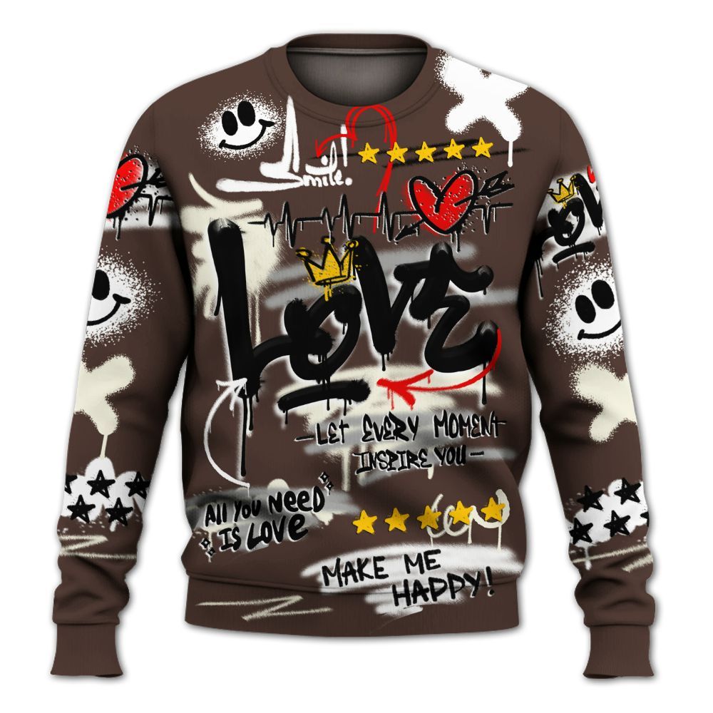 Sweatshirt To Match SoleFly Cafecito 12s - Happy Love Beats Graffiti Streetwear All Over Print