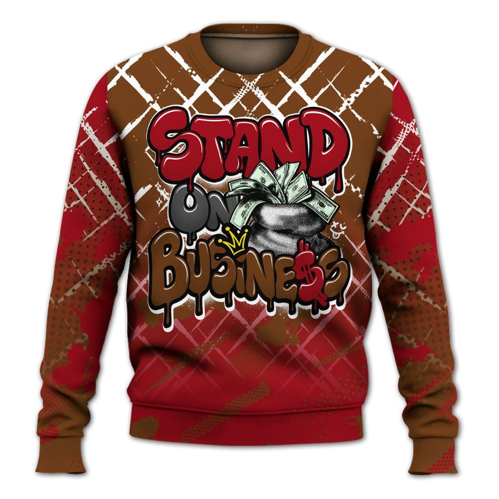 Sweatshirt To Match Archaeo Brown 5s - Halftone Stand Business Dripping All Over Print