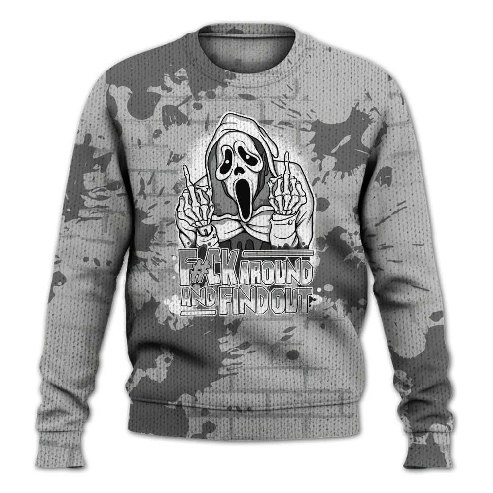 Knitted Sweater To Match Retro Wet Cement 4s - F#CK And Find Out Graphic Halloween