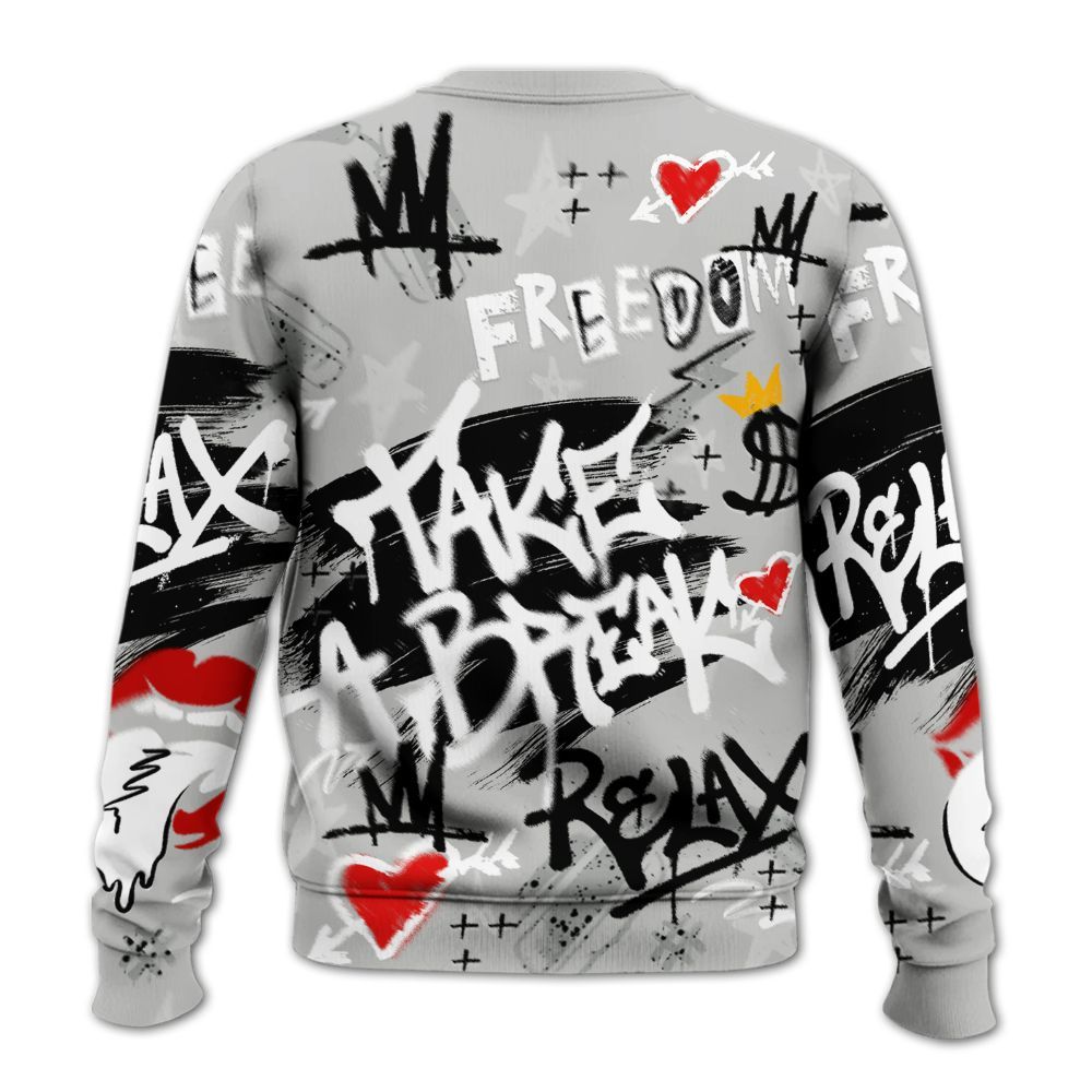 Sweatshirt To Match Retro White Oreo 4s - Take Break Freedom Graffiti Streetwear All Over Print