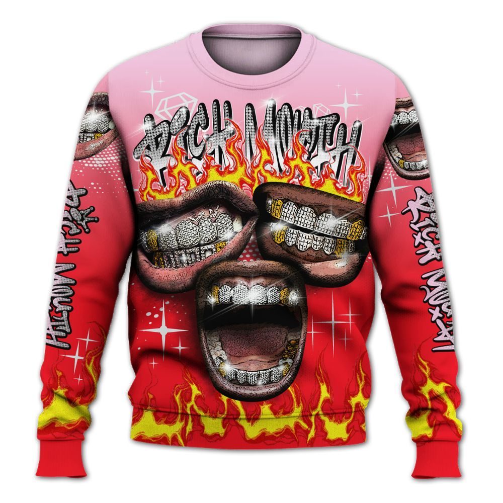 Sweatshirt To Match Zoom Vomero 5 Valentine's Day 2025 - Rich Mouth Fire Rap Retro 90s All Over Print