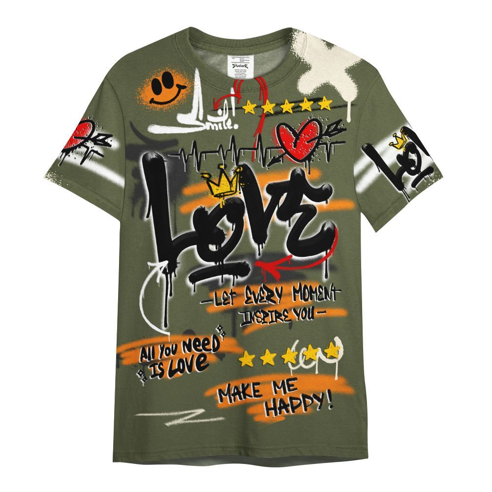 Shirt To Match Retro Undefeated 4s - Happy Love Beats Graffiti Streetwear All Over Print