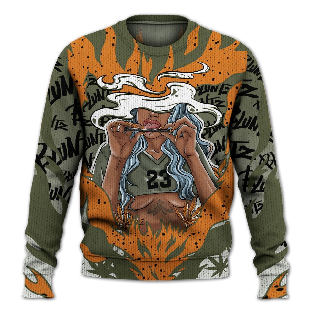 Knitted Sweater To Match Olive 5s - Bluntz Burnz Graphics