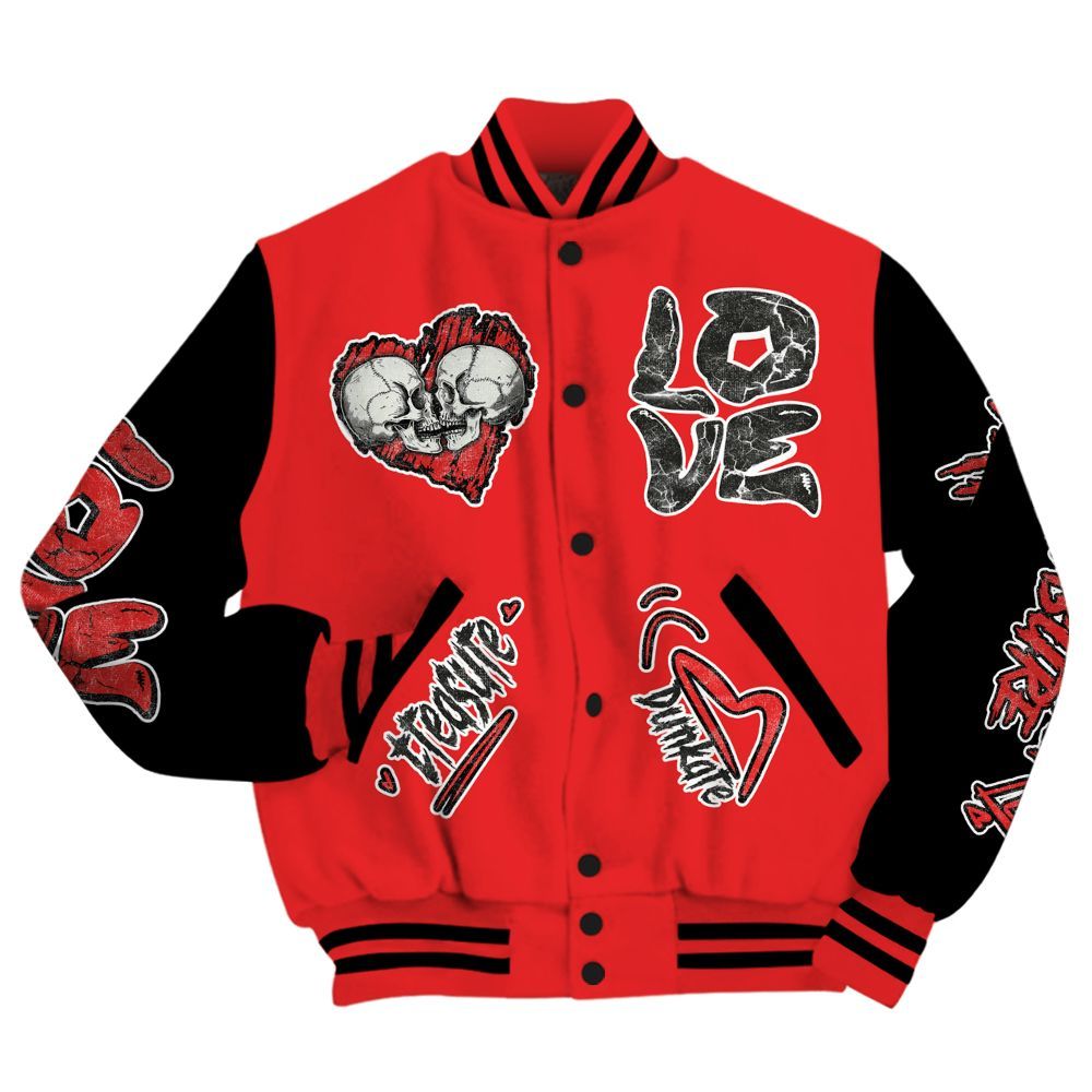 Varsity Jacket To Match Red Thunder 4s - Skull Bear All Over Print