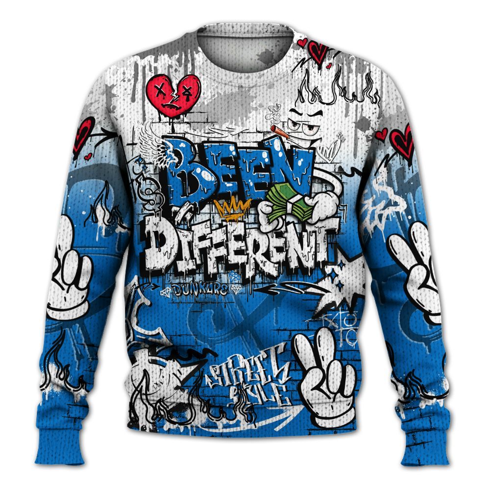 Sweater To Match Blueberry 12s - Been Dif2erent Drip Graffiti Graphic