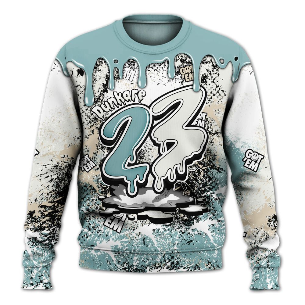 Sweatshirt To Match Dunk Low Glacier Blue Pale Ivory - Dripping 23 Drip All Over Print