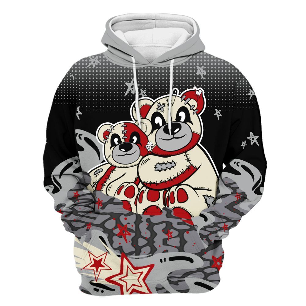 Hoodie To Match Cement Grey 3s - Sincere Fondness Bear Stars All Over Print