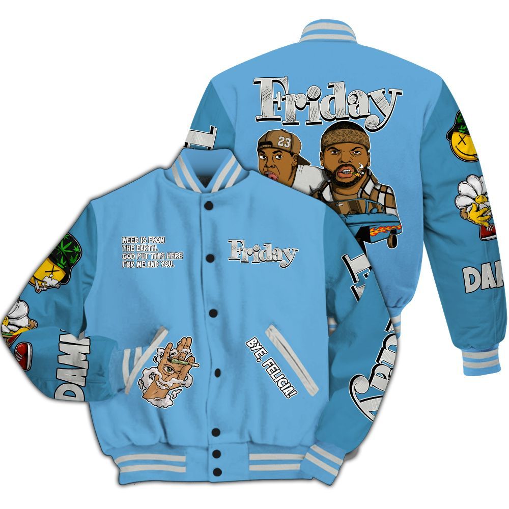 Varsity Jacket To Match SB Dunk Low University Blue Shirt, Friday Sneaker Stress Style All Over Print