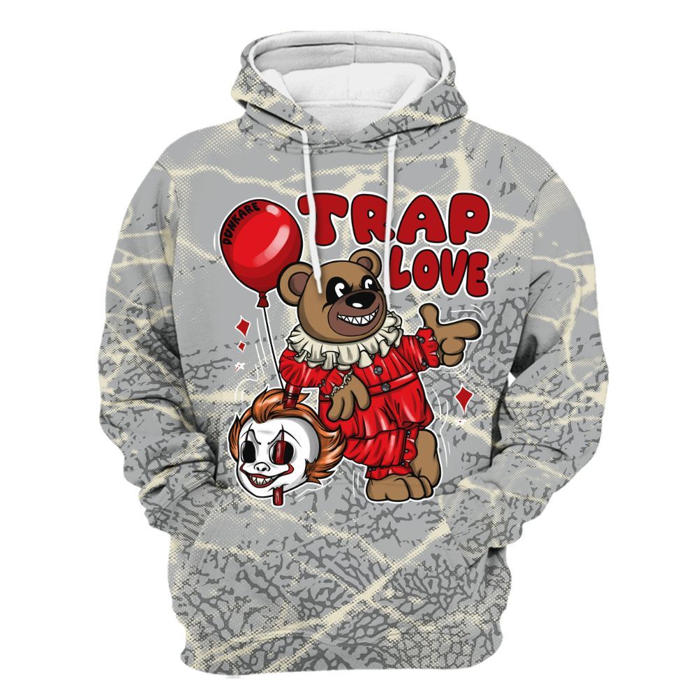 Hoodie To Match Cement Grey 3s - Trap Loves Bear Profound All Over Print