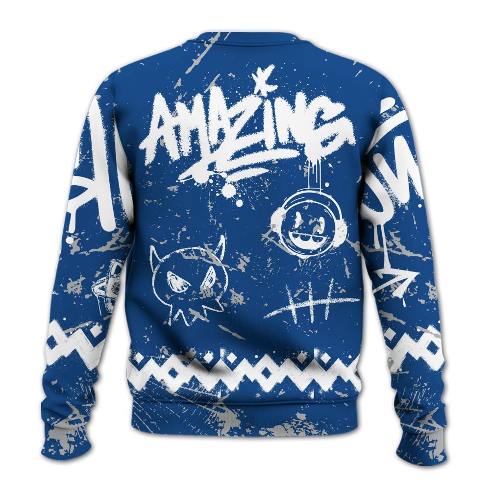 Sweatshirt To Match Air Ship Royal Blue - Friday Sneaker Crayon All Over Print