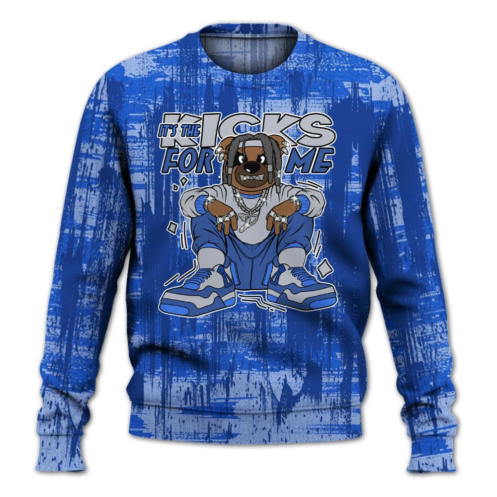 Sweatshirt To Match Air Foamposite One Royal - Sneakers Bear Glitch Art All Over Print