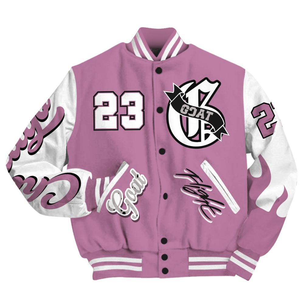 Varsity Jacket To Match Neutral Grey Black White Orchid 4s - G.O.A.T Flight Streetwear Graphic All Over Print