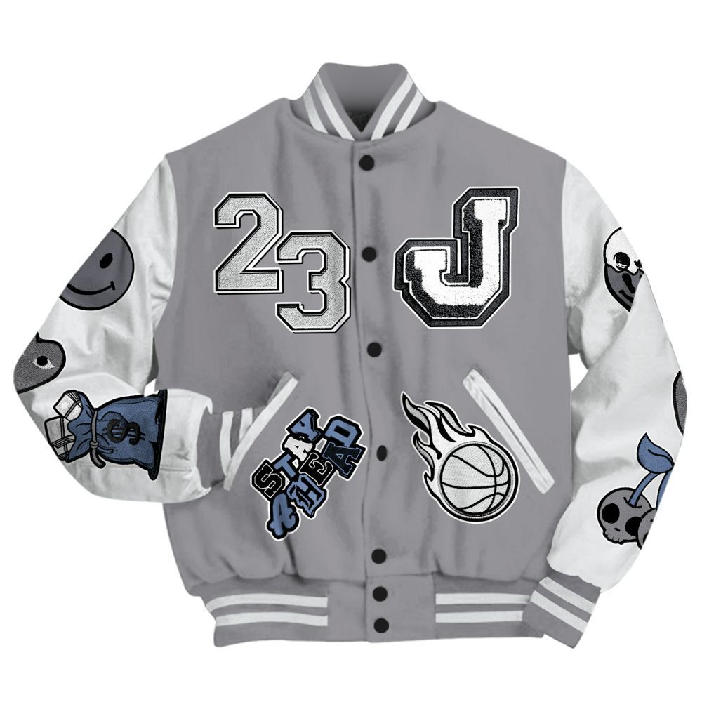 Varsity Jacket To Match Cement Grey 11s - Hustles Money Number 23 All Over Print