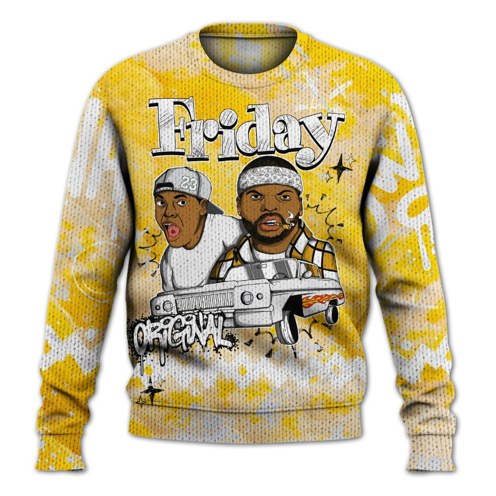 Knitted Sweater To Match Low Yellow Python 11s - Friday Sneaker Crayon