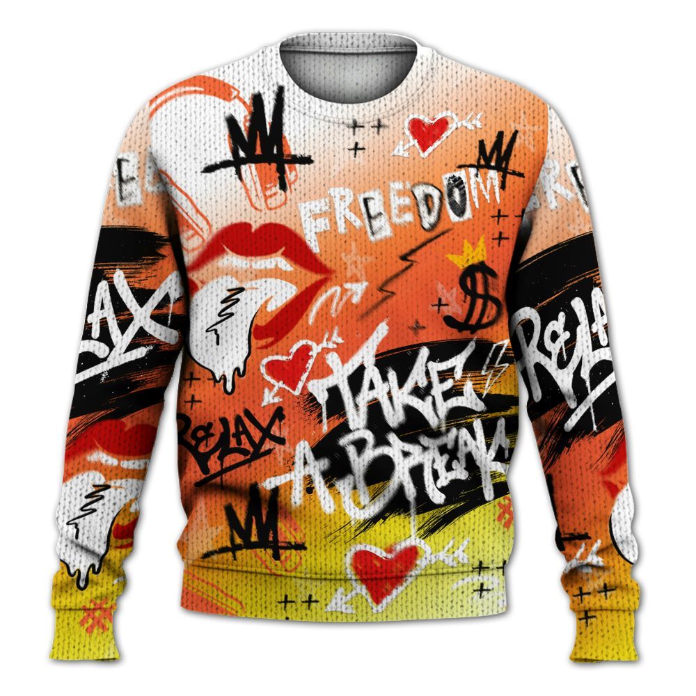 Knitted Sweater To Match Dunk High Candy Corn - Take Break Freedom Graffiti Streetwear