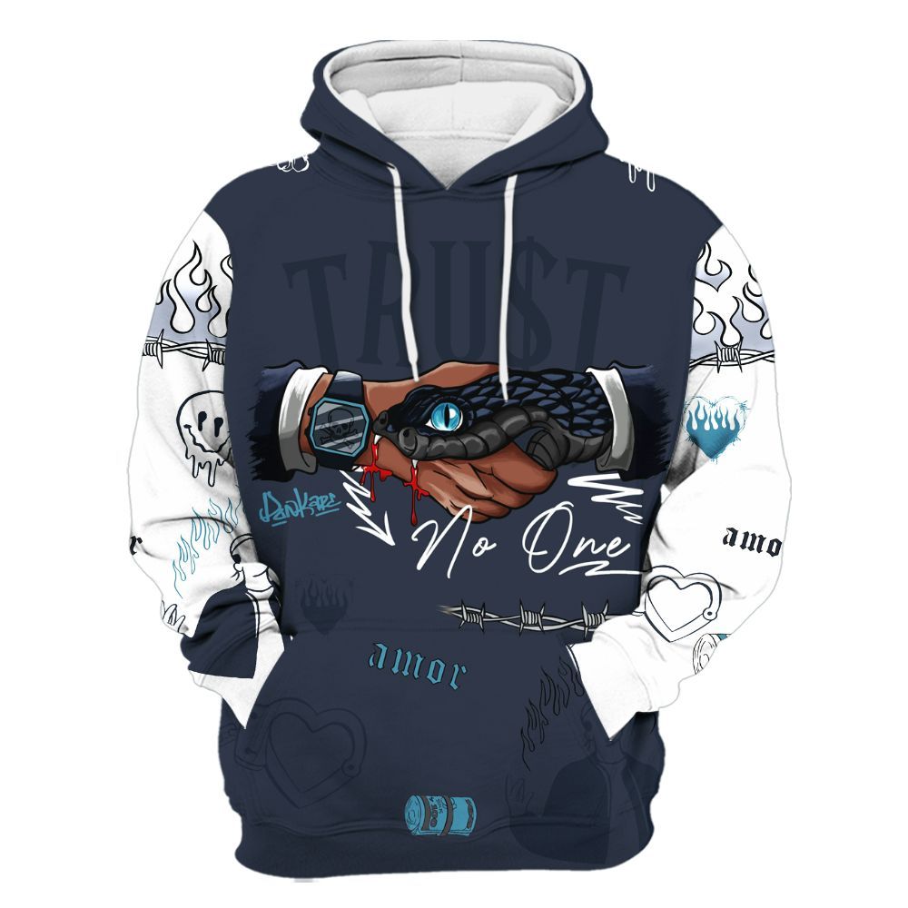 Hoodie To Match Retro Obsidian 13s - Snake Trust No One All Over Print