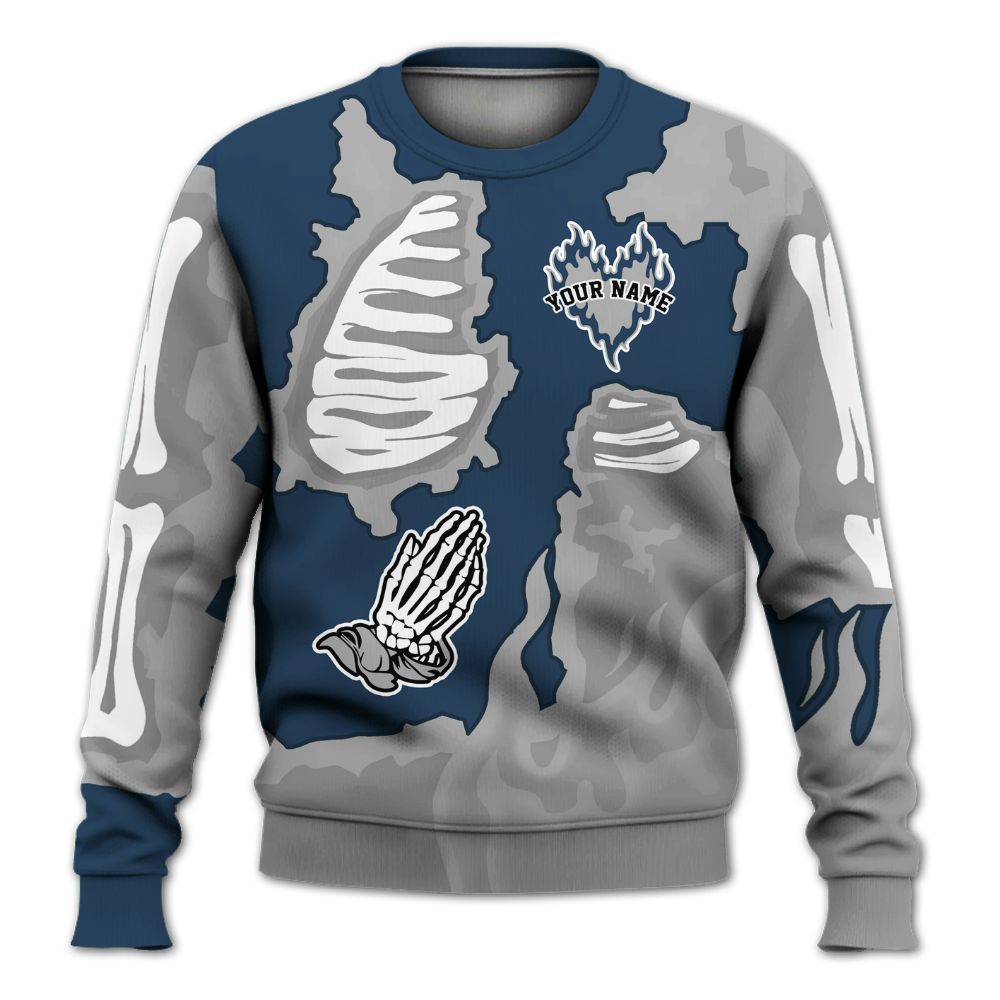 Sweatshirt To Match Retro French Blue 2025 12s - Dislike Us Graphic Burning Custom Name All Over Print