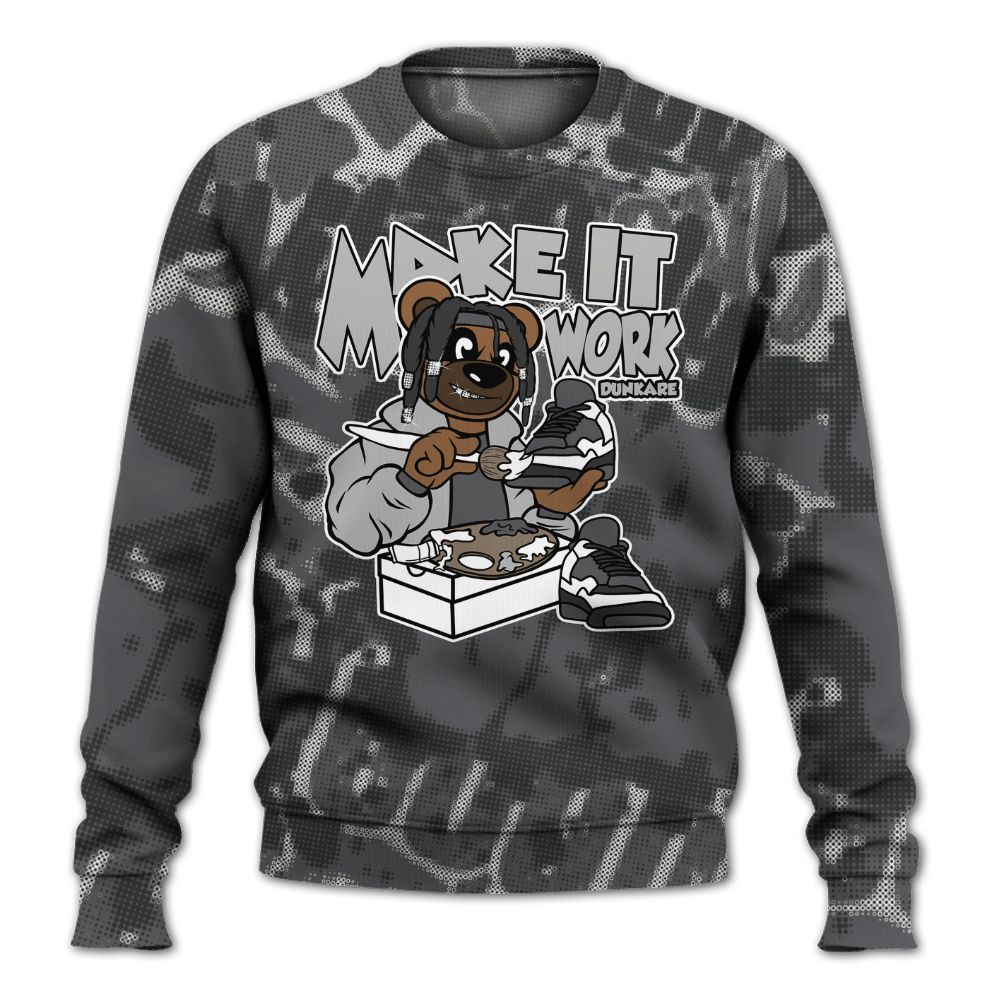 Sweatshirt To Match White Thunder 4s - Pull It Off Bear Street All Over Print