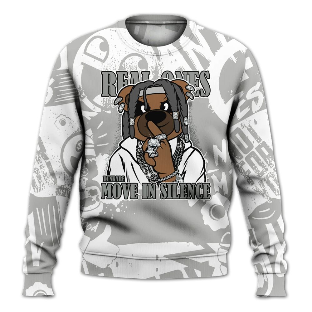 Sweatshirt To Match Paris Cement Grey 4s - Silent Achievers Bear Monogram Graffiti All Over Print